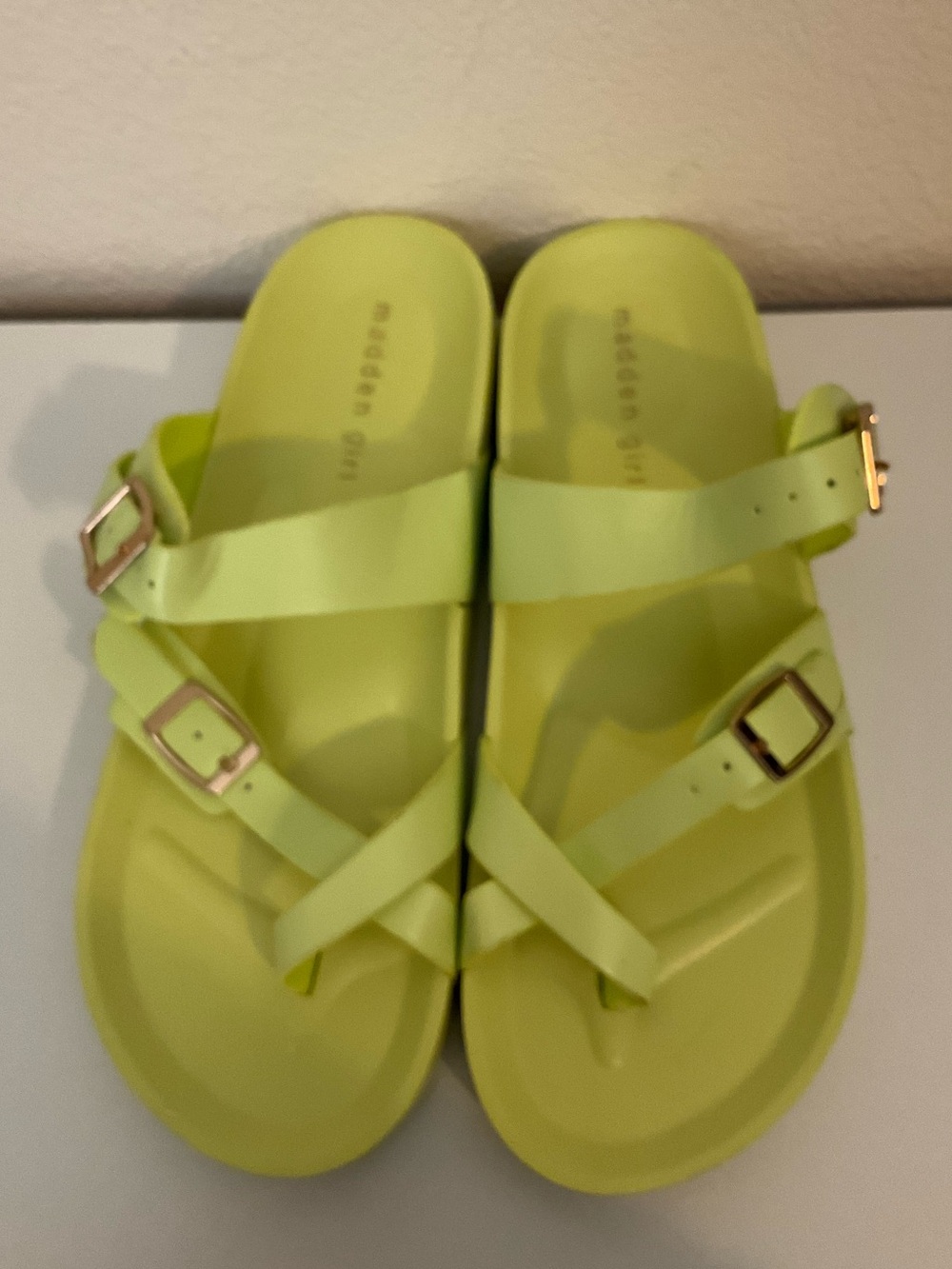 Lime Green Women Buckle Sandals